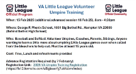 Virginia Little League Volunteer Umpire